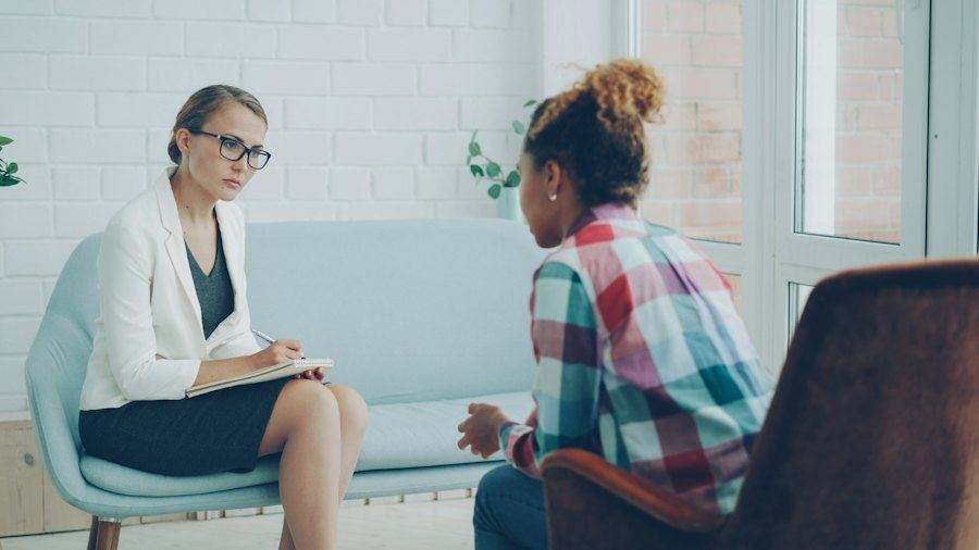 Therapist listening during a counseling session