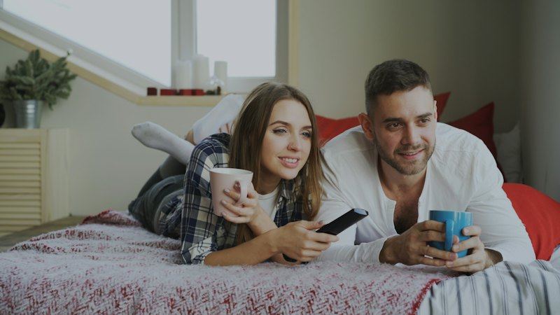 Couple relaxing with coffee